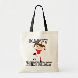 Tote Bag Fille 1 d'anniversaire du football rouge et