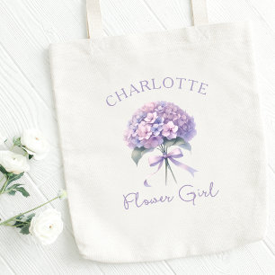 Tote Bag Fille à fleurs à hydrangée violette personnalisée