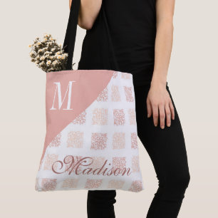 Tote Bag Fille à la mode rose rousse Nom initial Monogramme