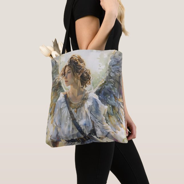 Tote Bag Fille ange à l'aquarelle (De près)
