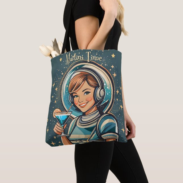 Tote Bag Fille Astro Rétro Futuriste Temps Martini (De près)