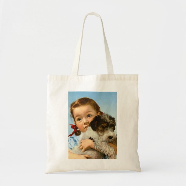 Tote Bag Fille avec chien (Devant)