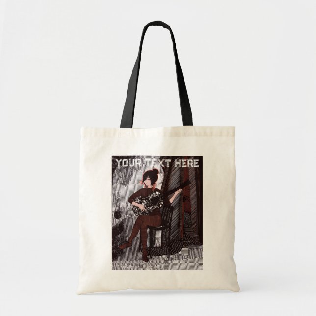 Tote Bag Fille avec guitare  (Devant)