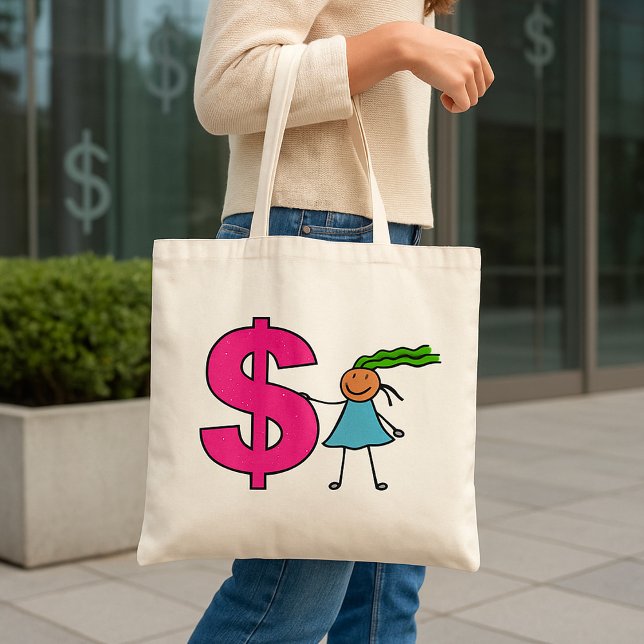 Tote Bag Fille avec un signe dollar (Créateur téléchargé)