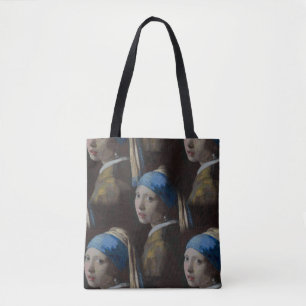 Tote Bag Fille avec une perle à oreille croix scintillement
