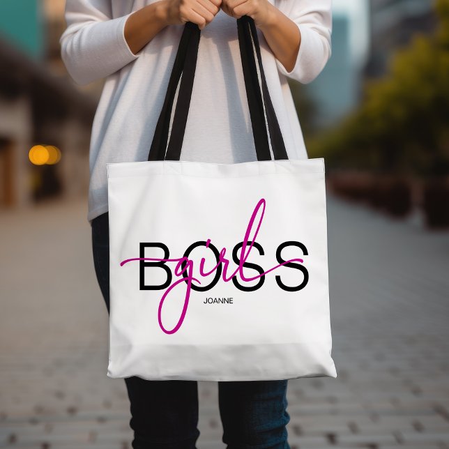 Tote Bag Fille Boss Hot rose et noir (Créateur téléchargé)