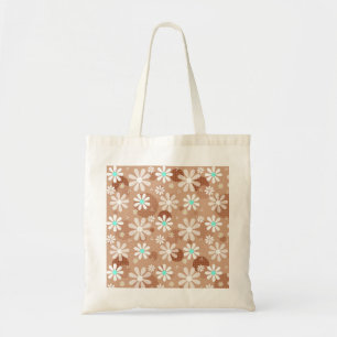 Tote Bag Fille Brown Fleur Motif mignon Pots Aqua