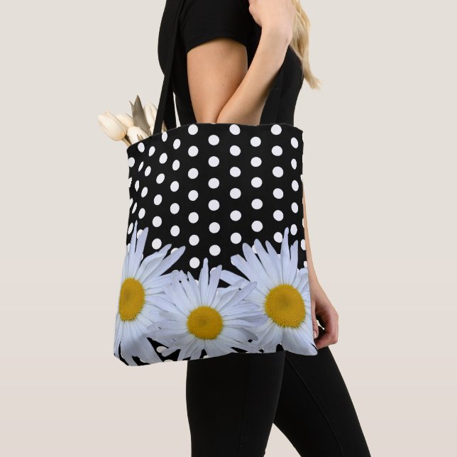 Tote Bag Fille chic Pois noir marguerite (De près)
