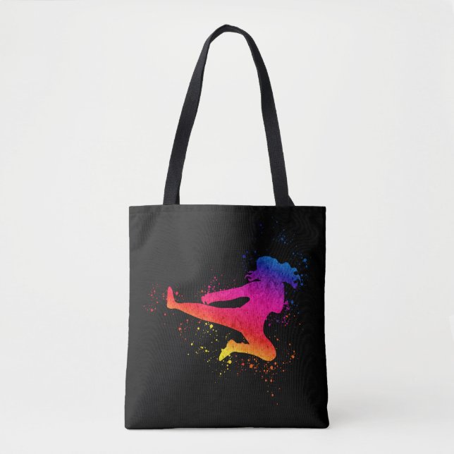 Tote Bag fille+combattant ; martial+arts ; paint+splash ; f (Devant)