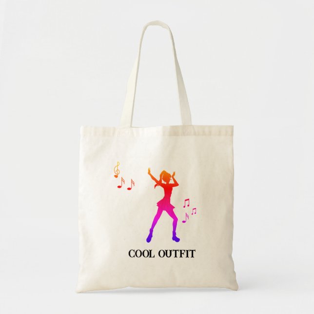 Tote Bag Fille d'anime dansante avec des notes de musique - (Devant)