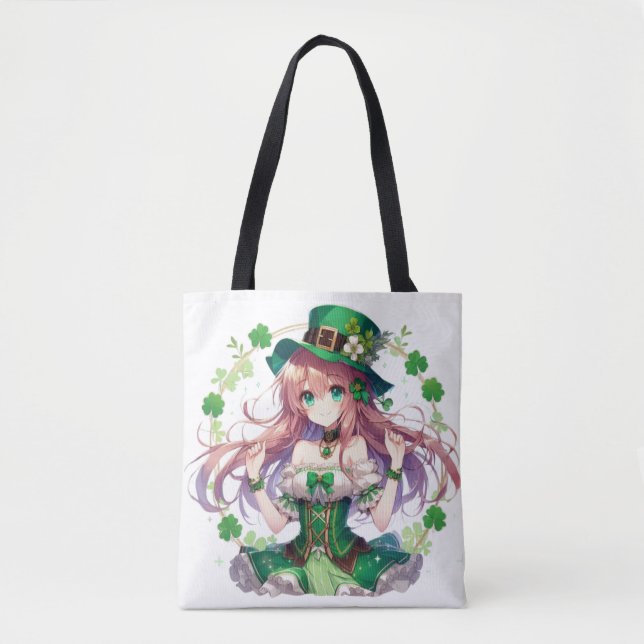 Tote Bag Fille d'anime de la Saint Patrick's Day (Devant)