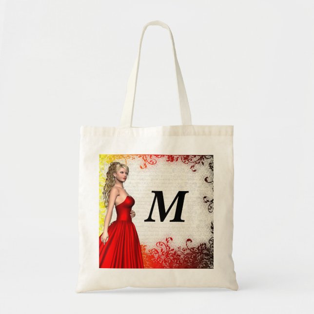 Tote Bag Fille dans la robe rouge (Devant)