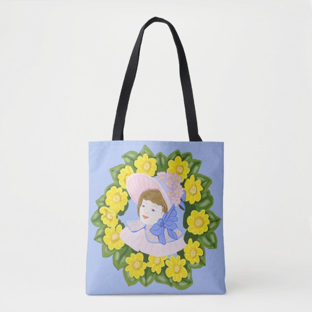 Tote Bag Fille dans un Bonnet de Pâques victorien féminin (Devant)