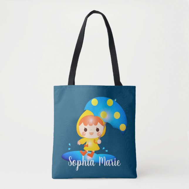 Tote Bag Fille dansant sous la pluie (Devant)