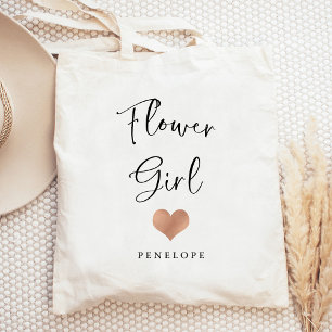 Tote Bag Fille de fleurs Écriture tendance et cœur