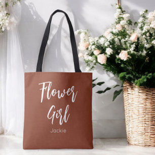 Tote Bag Fille de Fleurs Mariage Marron Terracotta