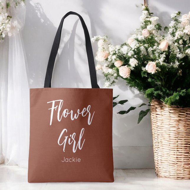 Tote Bag Fille de fleurs Terracotta Brun Mariage (Créateur téléchargé)