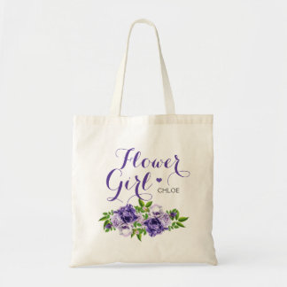 Tote Bag Fille de fleurs violettes