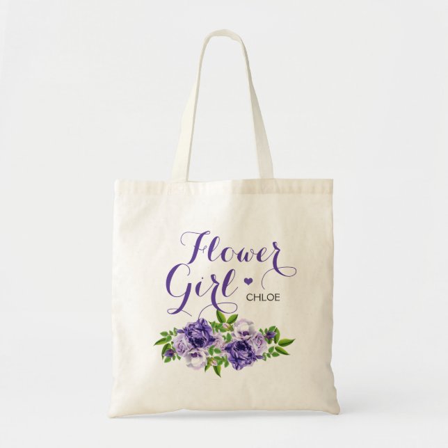 Tote Bag Fille de fleurs violettes (Devant)
