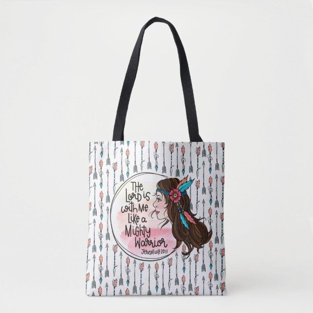 Tote Bag Fille de guerrier puissant avec des flèches (Devant)