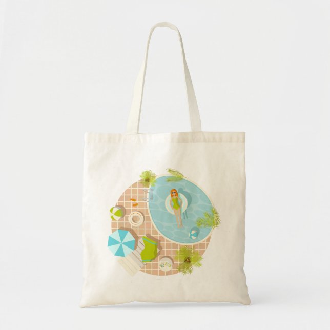 Tote Bag Fille de piscine en bikini plage d'été (Devant)