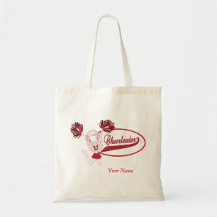 Tote Bag Fille de pom-pom girl en silhouette rouge foncé