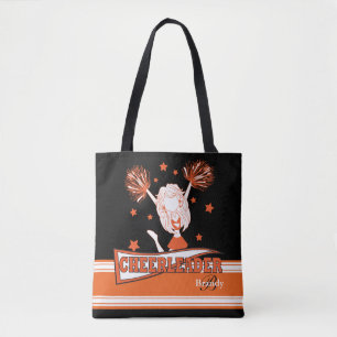 Tote Bag Fille de pom-pom girl mignonne orange et noir
