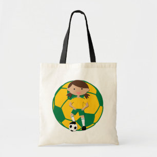 Tote Bag Fille de soccer 4 et boule vert et jaune