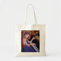 Fille de style anime jouant du piano Musique éléga