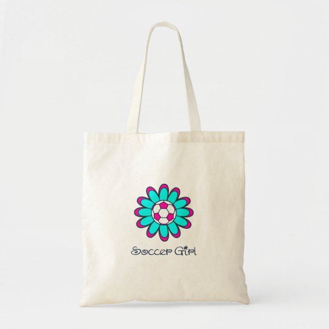 Tote Bag Fille du football d'Aqua (Devant)