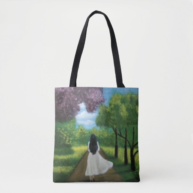 Tote Bag Fille en robe blanche (Devant)