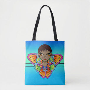 Tote Bag Fille enveloppée dans des ailes papillon