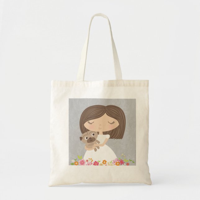 Tote Bag Fille et son carlin fourre-tout (Devant)