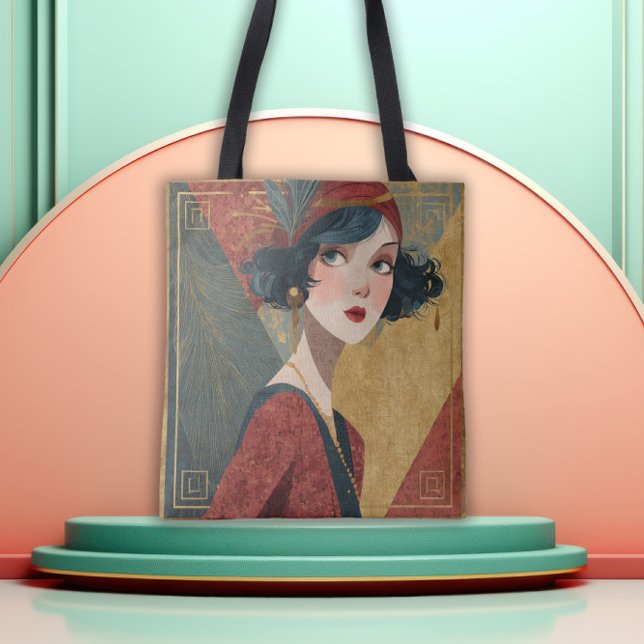 Tote Bag Fille Flapper Art Déco des années 1920 (Créateur téléchargé)