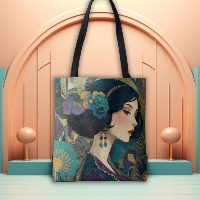 Tote Bag Fille Flapper Art Déco des années 1920 (Créateur téléchargé)
