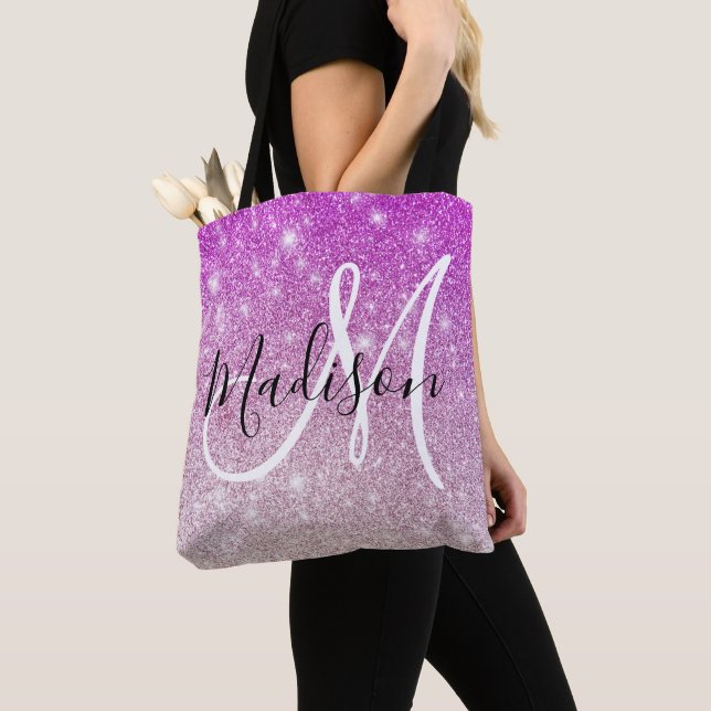 Tote Bag Fille & Glam Purple Parties scintillant Étincelles (De près)