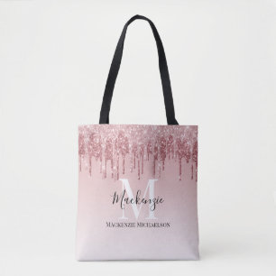 Tote Bag Fille Hot rose Ombre Parties scintillant Nom du mo