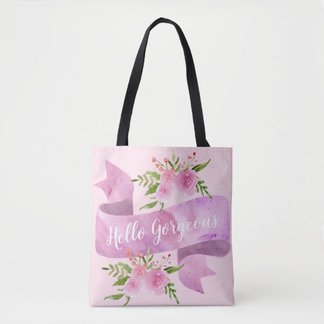 Tote Bag Fille Joli Chic Floral Rose Rose Rose Rose Bonjour (Devant)