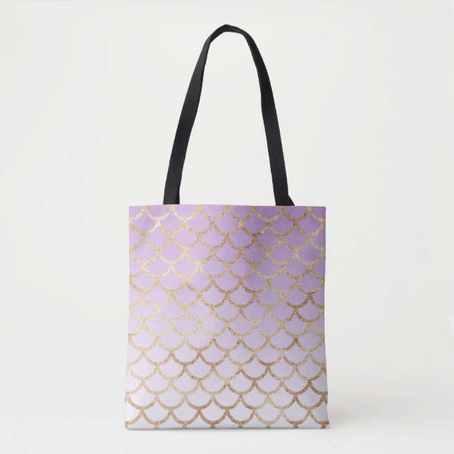 Tote Bag Fille Lilac Purple Gold Parties scintillant sirène (Devant)