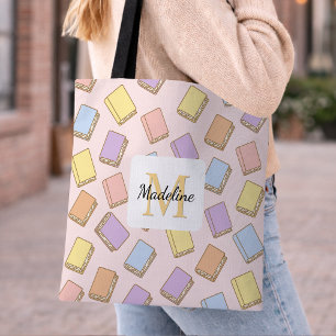 Tote Bag Fille livresque personnalisée Livre Mignon Nom Ros