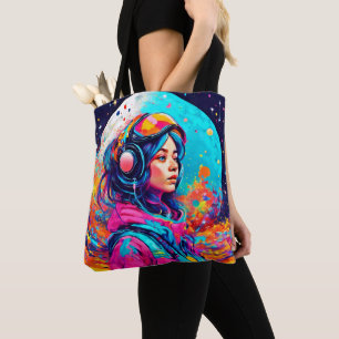 Tote Bag Fille Lunaire Colorée