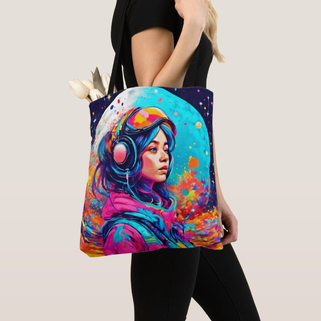 Tote Bag Fille Lunaire Colorée (De près)