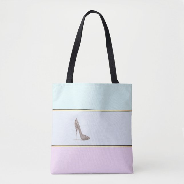 Tote Bag Fille moderne rayée, Ombre, talon haut (Devant)