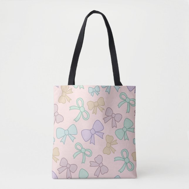 Tote Bag Fille Nœud Mignon Rose Pastel (Devant)