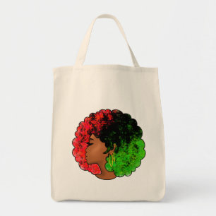 Tote Bag Fille noire panafricaine femme rouge vert fierté a