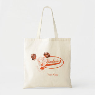 Tote Bag Fille pom-pom girl en silhouette orange