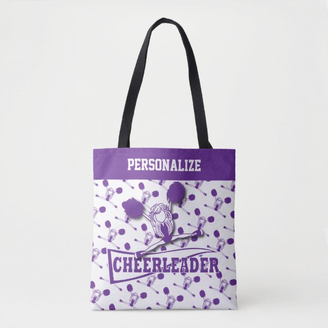Tote Bag Fille pourpre de pom-pom girl - partout copie (Devant)