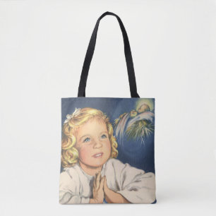 Tote Bag Fille priant Jésus-Christ, prières du soir