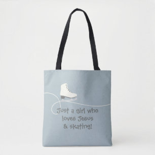 Tote Bag Fille qui aime Jésus et le patinage