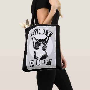 Tote Bag Fille Riot Purrul Épique Punk Vibes Design de Chat